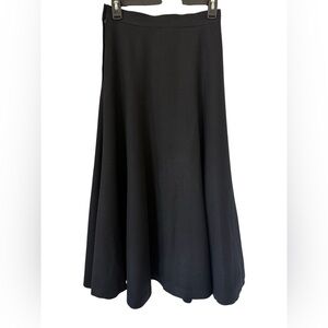 Liz Claiborne Wool Skirt Black Midi Flared Sweep Size 6 Classic